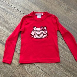 Hello kitty red rhinestone long sleeve T, size 2!  Brand new. 🎀
